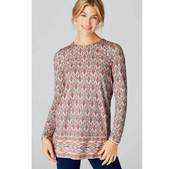 J. Jill Luxe Supima Cotton & Modal Forward Seam Long Sleeve Tunic Sz S - Picture 1 of 7